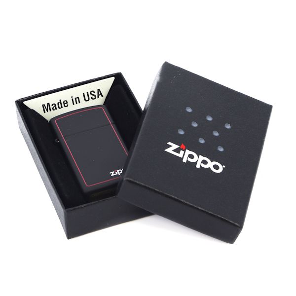 Зажигалка ZIPPO Slim® с покрытием Black Matte, латунь/сталь, чёрная, матовая, 30x10x55 мм