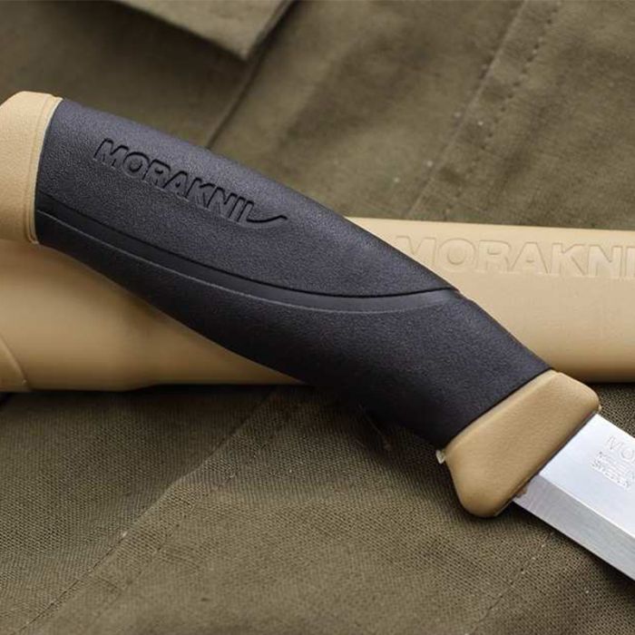 Нож с фиксированным лезвием Morakniv Companion Desert, сталь Sandvik 12С27, рукоять резина/пластик