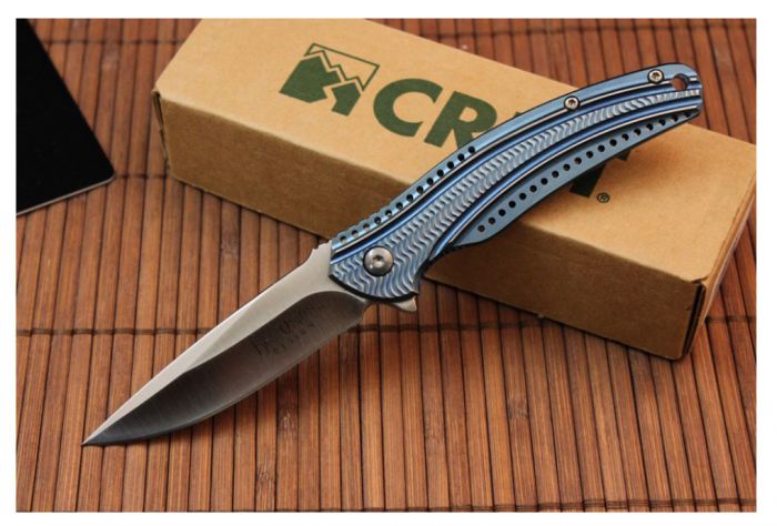 Складной нож CRKT Ripple 2 Blue, сталь Acuto 440, рукоять нержавеющая сталь