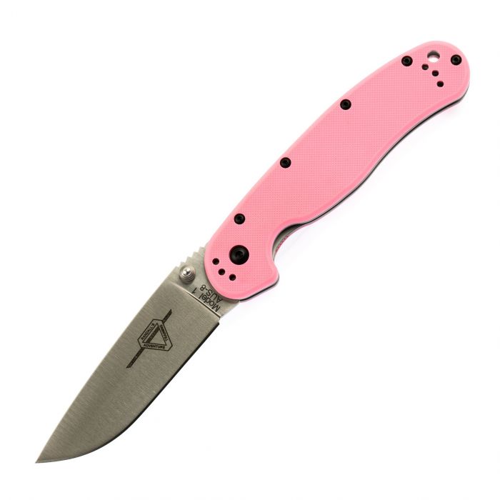 Нож складной Ontario RAT-1, сталь Aus-8. Клинок - Satin, Рукоять - Pink GRN