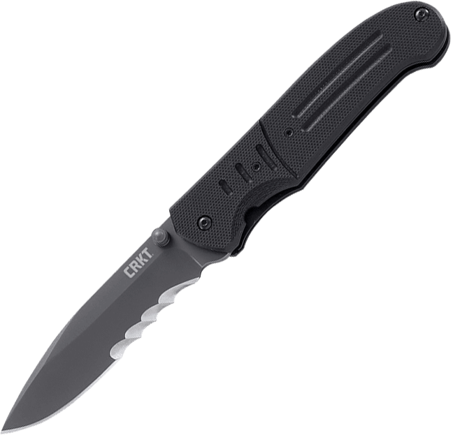 Полуавтоматический складной нож Ignitor T Veff Serrations™, CRKT 6865, сталь 8Cr14MoV Titanium Nitride, рукоять стеклотекстолит G10