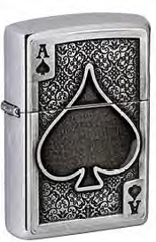 Зажигалка ZIPPO Ace Of Spades с покрытием Brushed Chrome, латунь/сталь, серебристая