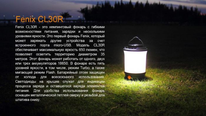 Фонарь Fenix CL30R, черный