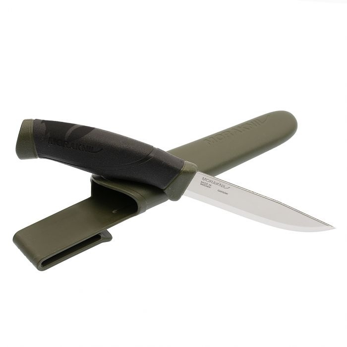 Нож с фиксированным лезвием Morakniv Companion MG (C), углеродистая сталь, рукоять резина/пластик, цвет хаки