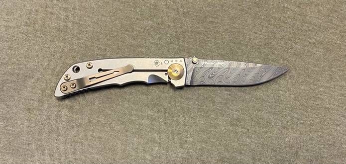 Складной нож Spartan Harsey Folding Damascus, сталь дамаск, рукоять титан