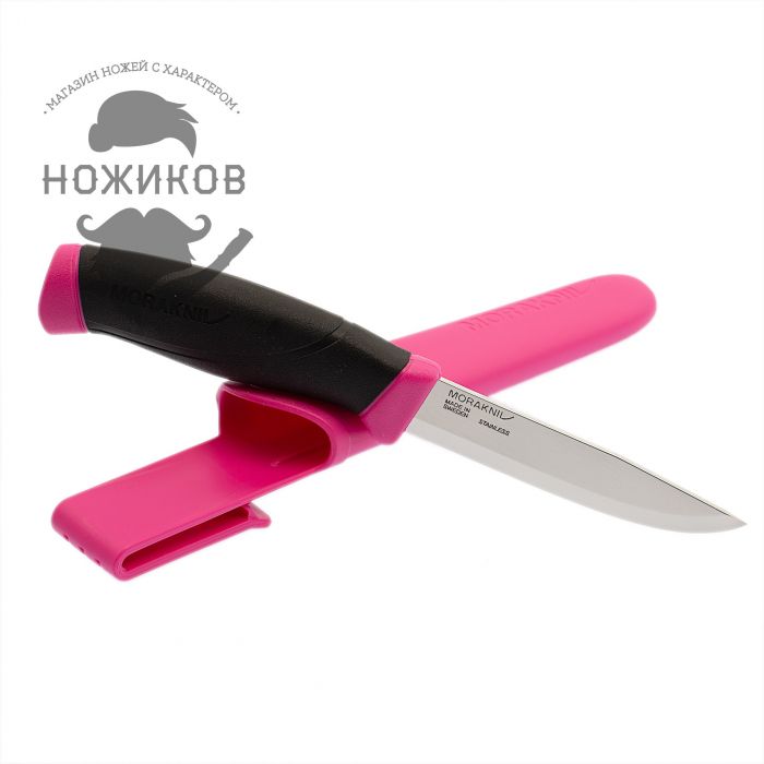 Нож с фиксированным лезвием Morakniv Companion Magenta, сталь Sandvik 12C27, рукоять резина/пластик, пурпурный