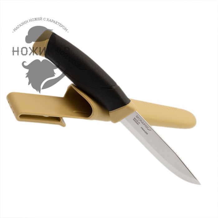 Нож с фиксированным лезвием Morakniv Companion Desert, сталь Sandvik 12С27, рукоять резина/пластик