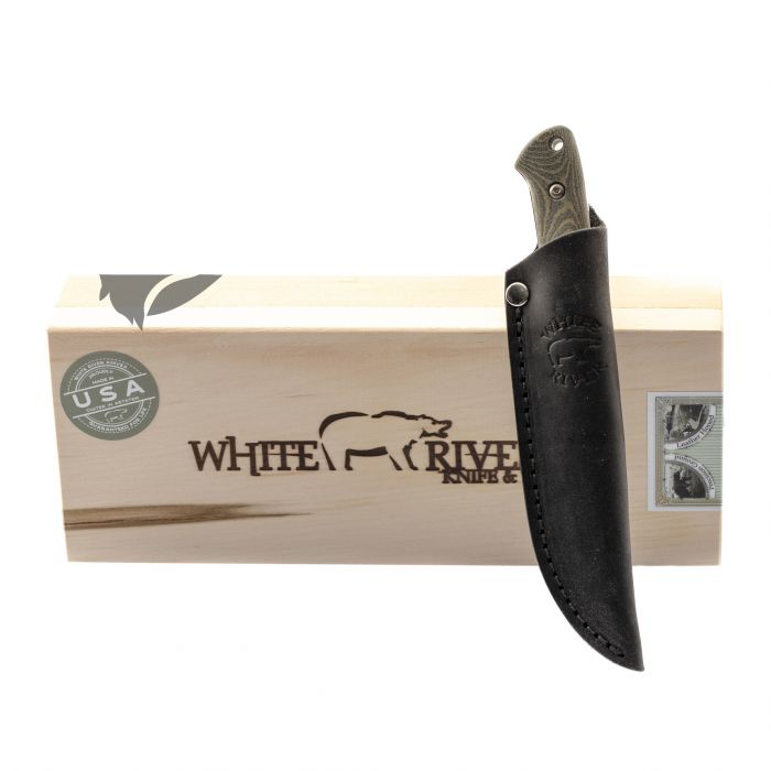 Нож White River Small Game StoneWash, сталь CPM S35VN, рукоять черно-зеленая микарта