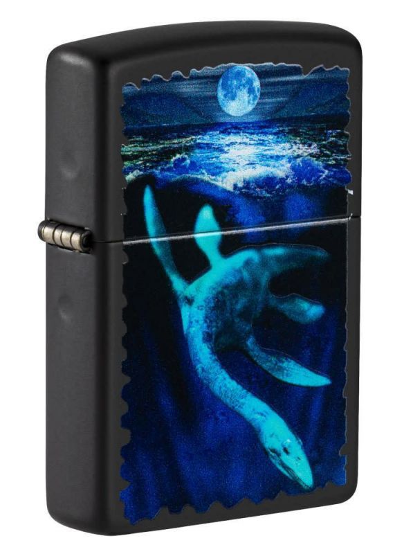 Зажигалка ZIPPO Lock Ness с покрытием Black Light, латунь/сталь, черная, матовая