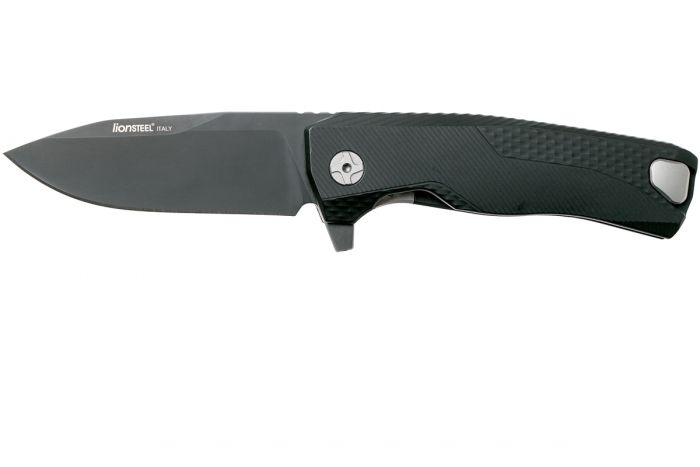 Нож складной LionSteel ROK A BB, сталь Black DLC-Coated Bhler M390, рукоять алюминий, чёрный