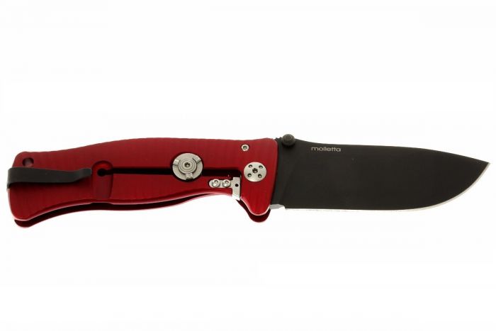 Нож складной LionSteel SR1A RB RED, сталь D2 Black Finish, рукоять алюминий (Solid®), красный