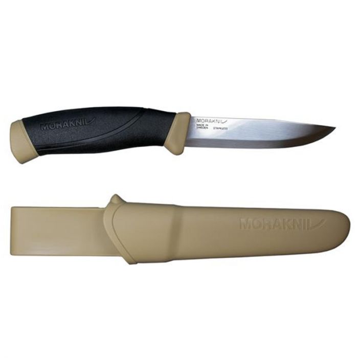 Нож с фиксированным лезвием Morakniv Companion Desert, сталь Sandvik 12С27, рукоять резина/пластик