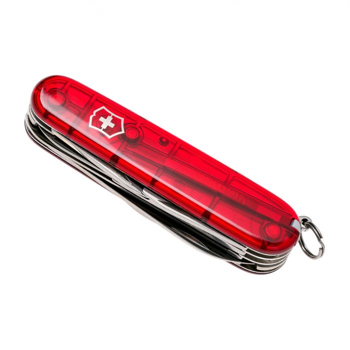 Нож перочинный Victorinox Huntsman, сталь X55CrMo14, рукоять Cellidor®, полупрозрачный красный