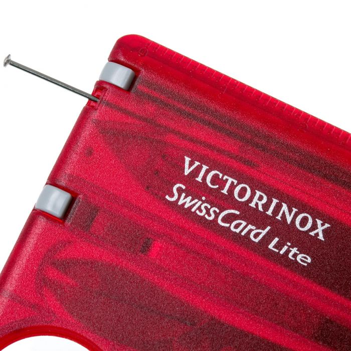 Швейцарская карта Victorinox SwissCard Lite, сталь X50CrMoV15, рукоять ABS-пластик, полупрозрачный красный, блистер