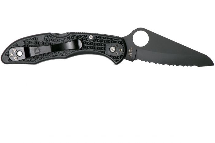 Складной нож Salt 2 - Spyderco 88SBBK2, сталь H-1 Black Titanium Carbonitride (TiCN) Serrated, рукоять термопластик FRN, чёрный