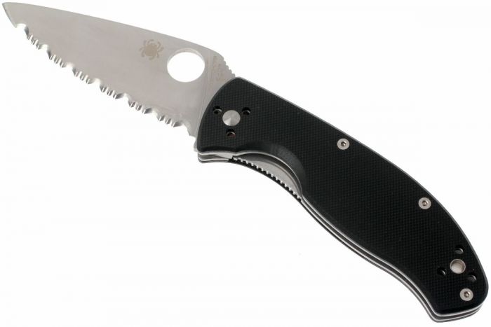 Нож складной Tenacious Spyderco C122GS, сталь 8Cr13MOV Satin Serrated, рукоять стеклотекстолит G-10, чёрный